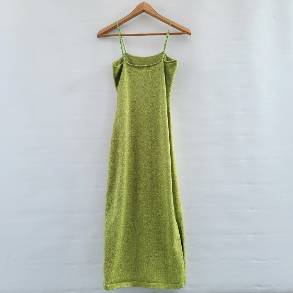 Resa Knit Collection Green Sheath Midi Dress Size Small Metallic Threading Boho - Picture 11 of 16